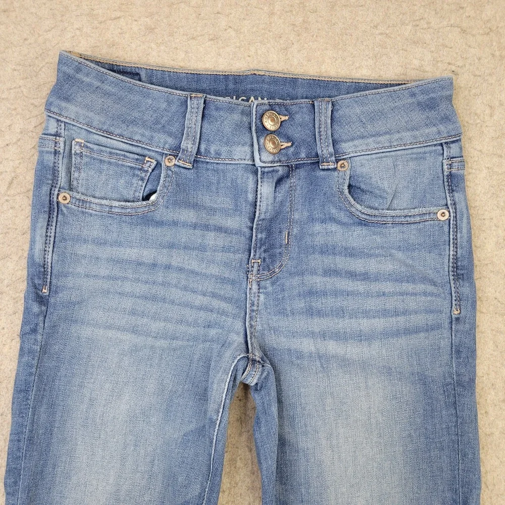 American Eagle Artist Crop Jeans Womens 2 Short Blue Next Level Stretch - Picture 2 of 13